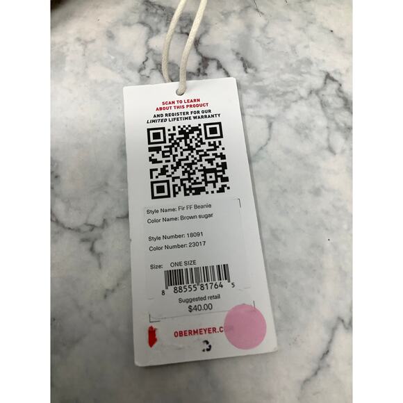 Obermeyer Women's Brown Sugar Fir Faux-Fur Pom Ribbed Beanie Hat Winter L25-14 - Picture 6 of 10